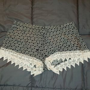 Make offer! Black & white lace booty shorts! Cute! Size XL. See measurements.
